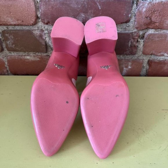 Prada Pink Two-tone Leather Mary Jane Pumps - Picture 3 of 4